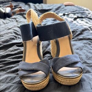 Stylish Navy Espadrille Wedge Sandals